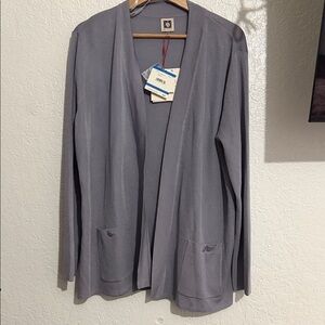 Anne Klein Gray Open Front Cardigan Jacket